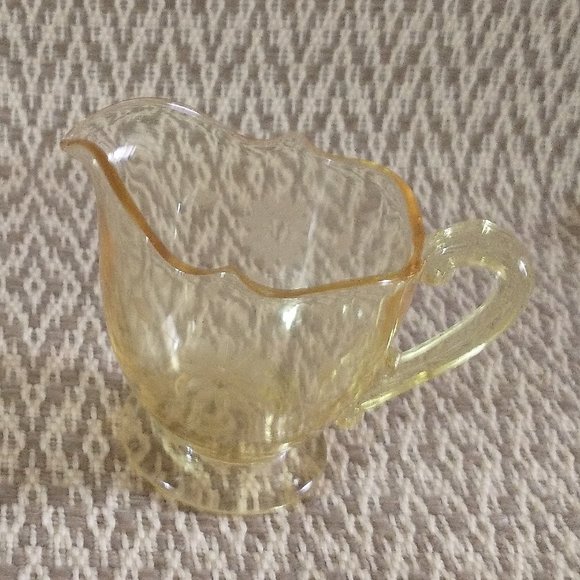 Lancaster Glass Yellow Jubilee Creamer - Picture 2 of 7